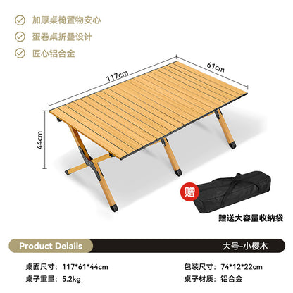 Outdoor Camping Egg Roll Table Carbon Steel Folding Table Portable Outdoor Courtyard Garden Outdoor Outdoor Dining Table and Chair Balcony Supplies