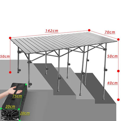 Folding Table Outdoor Stall Adjustable Table Picnic Camping Adjustable Home Barbecue Free Lifting Egg Roll Table