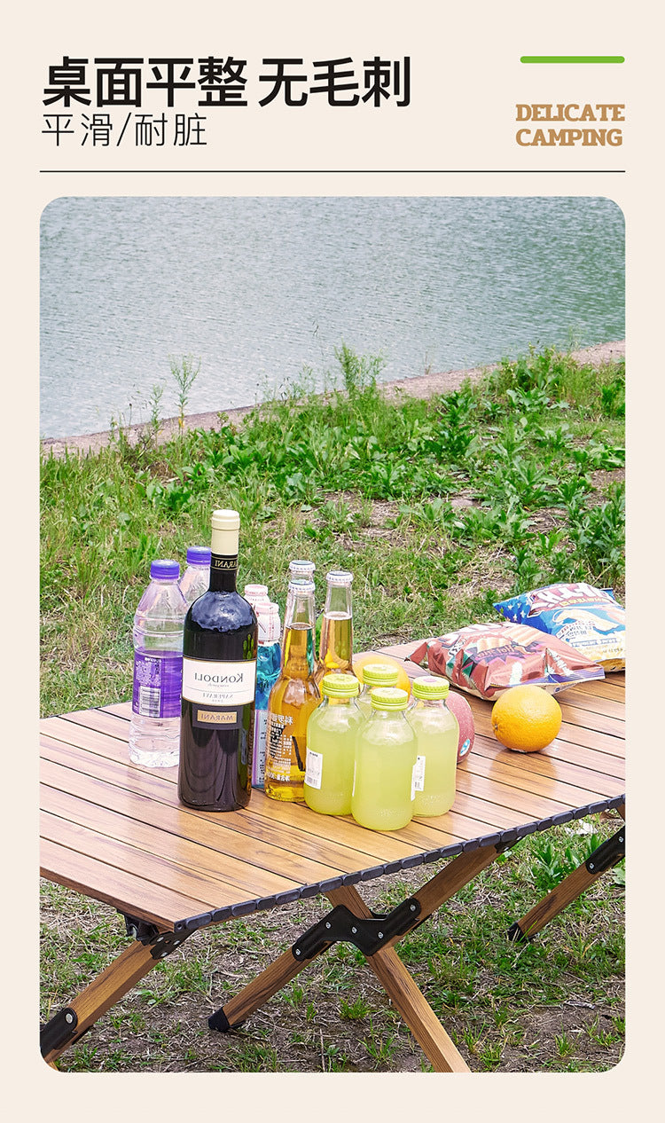 Outdoor Camping Egg Roll Table Carbon Steel Folding Table Portable Outdoor Courtyard Garden Outdoor Outdoor Dining Table and Chair Balcony Supplies