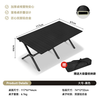 Outdoor Camping Egg Roll Table Carbon Steel Folding Table Portable Outdoor Courtyard Garden Outdoor Outdoor Dining Table and Chair Balcony Supplies
