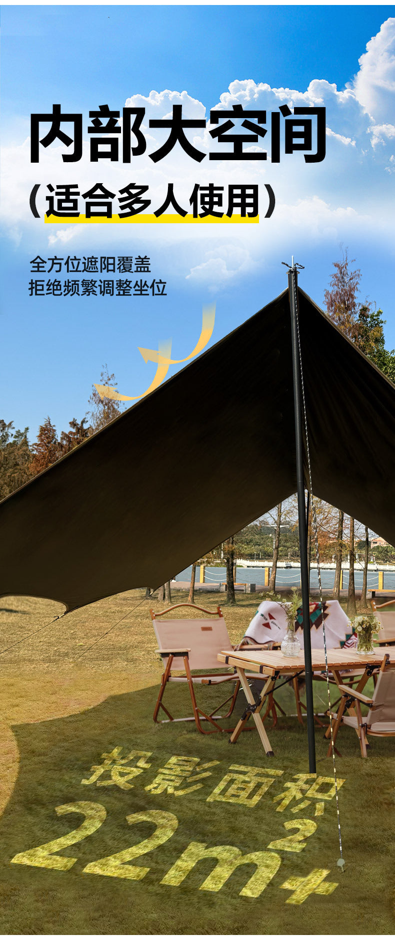 Fully blackout vinyl outdoor camping canopy