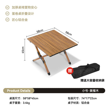 Outdoor Camping Egg Roll Table Carbon Steel Folding Table Portable Outdoor Courtyard Garden Outdoor Outdoor Dining Table and Chair Balcony Supplies