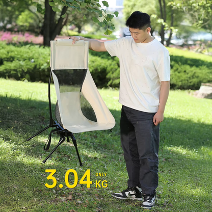 360 °   Swivel High-back Chair Portable Folding Camping Chair Outdoor Picnic Fishing Rotating Chair with Headrest