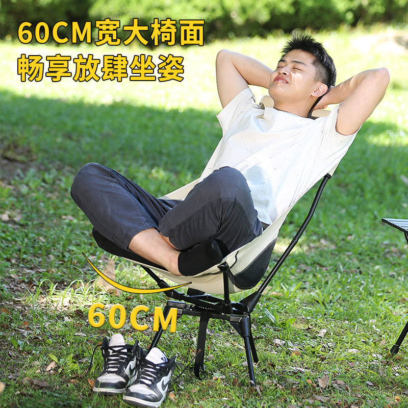 360 °   Swivel High-back Chair Portable Folding Camping Chair Outdoor Picnic Fishing Rotating Chair with Headrest