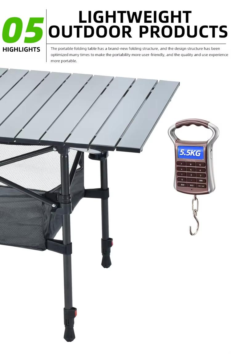 Folding Table Outdoor Stall Adjustable Table Picnic Camping Adjustable Home Barbecue Free Lifting Egg Roll Table
