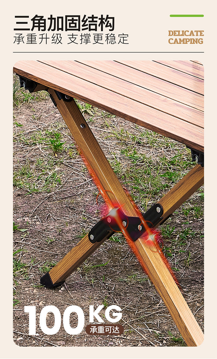 Outdoor Camping Egg Roll Table Carbon Steel Folding Table Portable Outdoor Courtyard Garden Outdoor Outdoor Dining Table and Chair Balcony Supplies