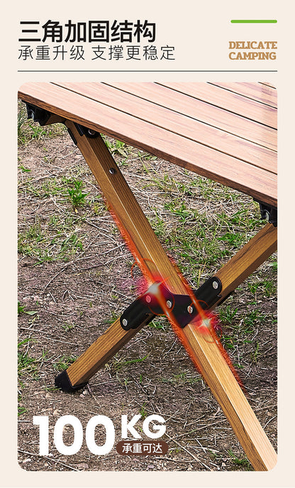 Outdoor Camping Egg Roll Table Carbon Steel Folding Table Portable Outdoor Courtyard Garden Outdoor Outdoor Dining Table and Chair Balcony Supplies