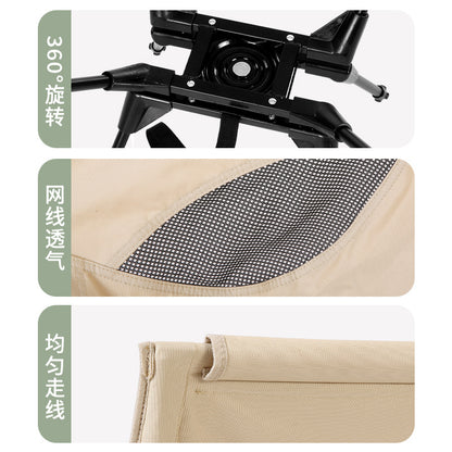360 °   Swivel High-back Chair Portable Folding Camping Chair Outdoor Picnic Fishing Rotating Chair with Headrest