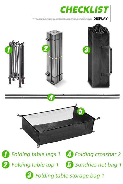 Folding Table Outdoor Stall Adjustable Table Picnic Camping Adjustable Home Barbecue Free Lifting Egg Roll Table