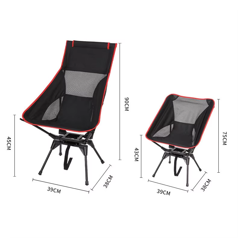 360 °   Swivel High-back Chair Portable Folding Camping Chair Outdoor Picnic Fishing Rotating Chair with Headrest
