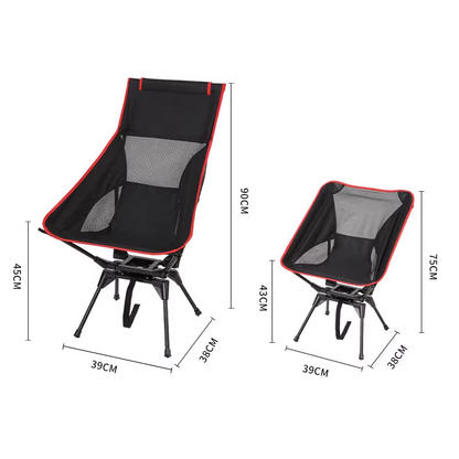 360 °   Swivel High-back Chair Portable Folding Camping Chair Outdoor Picnic Fishing Rotating Chair with Headrest