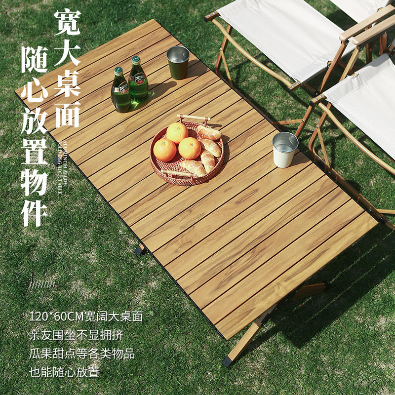 Outdoor Camping Egg Roll Table Carbon Steel Folding Table Portable Outdoor Courtyard Garden Outdoor Outdoor Dining Table and Chair Balcony Supplies
