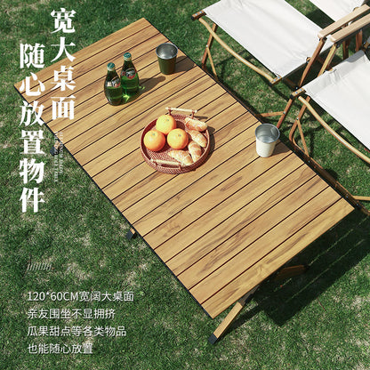 Outdoor Camping Egg Roll Table Carbon Steel Folding Table Portable Outdoor Courtyard Garden Outdoor Outdoor Dining Table and Chair Balcony Supplies