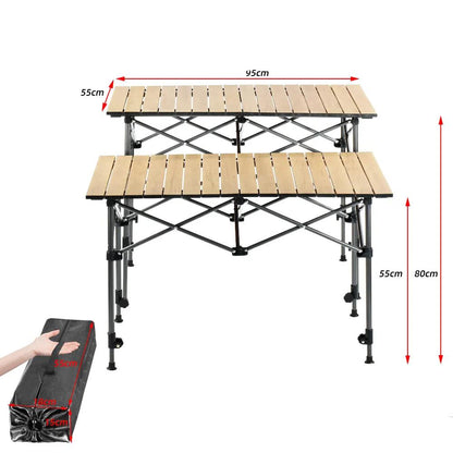 Folding Table Outdoor Stall Adjustable Table Picnic Camping Adjustable Home Barbecue Free Lifting Egg Roll Table