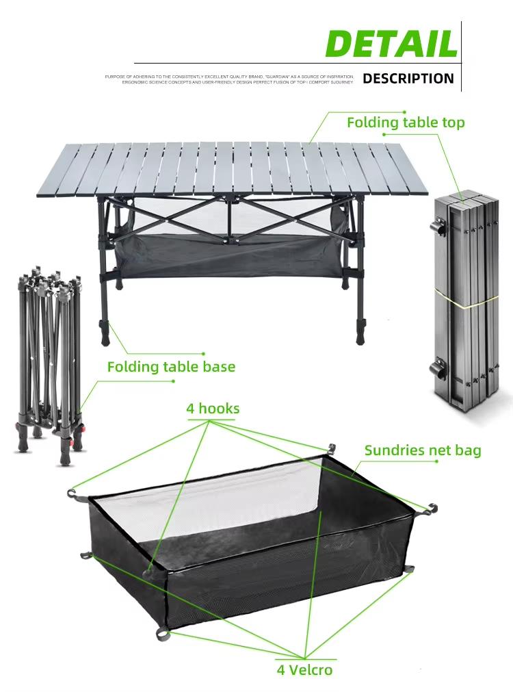 Folding Table Outdoor Stall Adjustable Table Picnic Camping Adjustable Home Barbecue Free Lifting Egg Roll Table