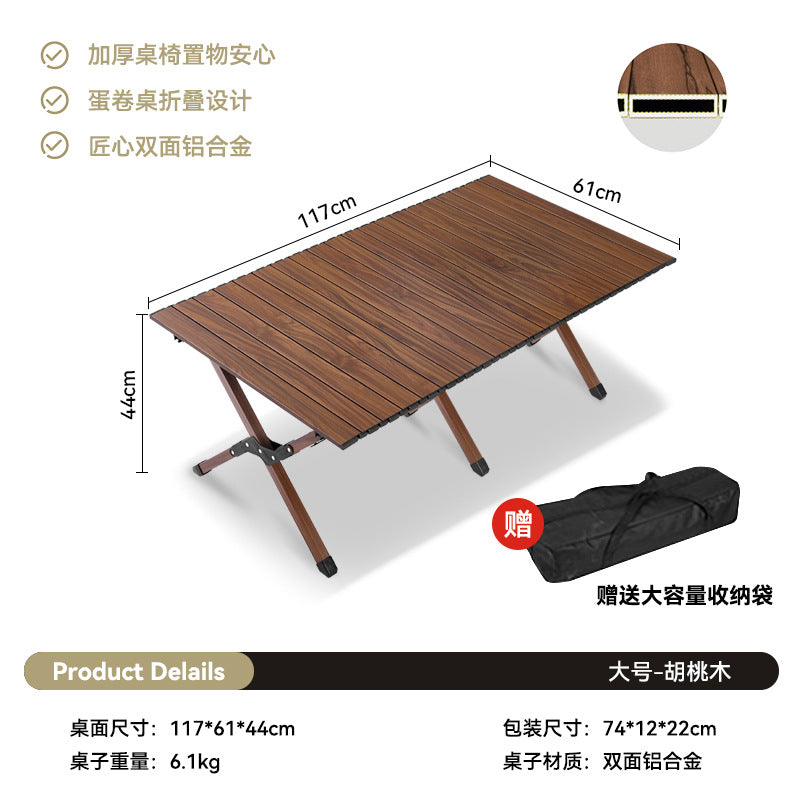Outdoor Camping Egg Roll Table Carbon Steel Folding Table Portable Outdoor Courtyard Garden Outdoor Outdoor Dining Table and Chair Balcony Supplies