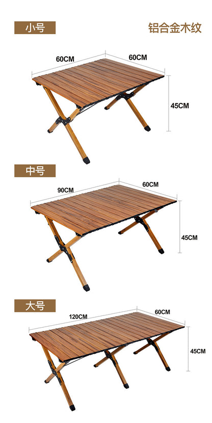 Outdoor Camping Egg Roll Table Carbon Steel Folding Table Portable Outdoor Courtyard Garden Outdoor Outdoor Dining Table and Chair Balcony Supplies