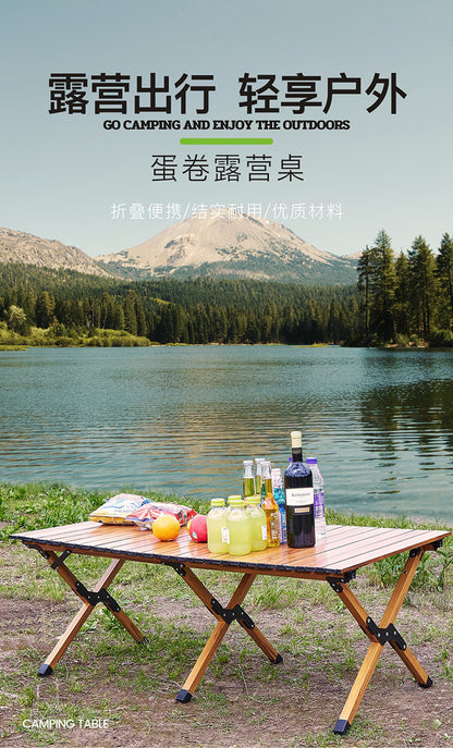 Outdoor Camping Egg Roll Table Carbon Steel Folding Table Portable Outdoor Courtyard Garden Outdoor Outdoor Dining Table and Chair Balcony Supplies