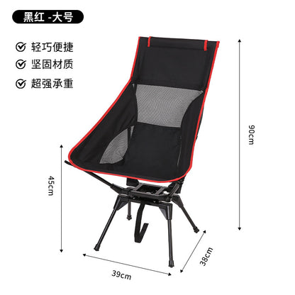 360 °   Swivel High-back Chair Portable Folding Camping Chair Outdoor Picnic Fishing Rotating Chair with Headrest