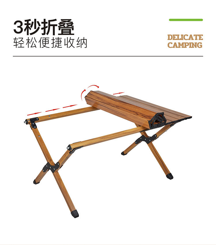 Outdoor Camping Egg Roll Table Carbon Steel Folding Table Portable Outdoor Courtyard Garden Outdoor Outdoor Dining Table and Chair Balcony Supplies