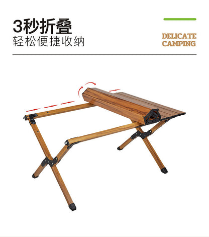 Outdoor Camping Egg Roll Table Carbon Steel Folding Table Portable Outdoor Courtyard Garden Outdoor Outdoor Dining Table and Chair Balcony Supplies