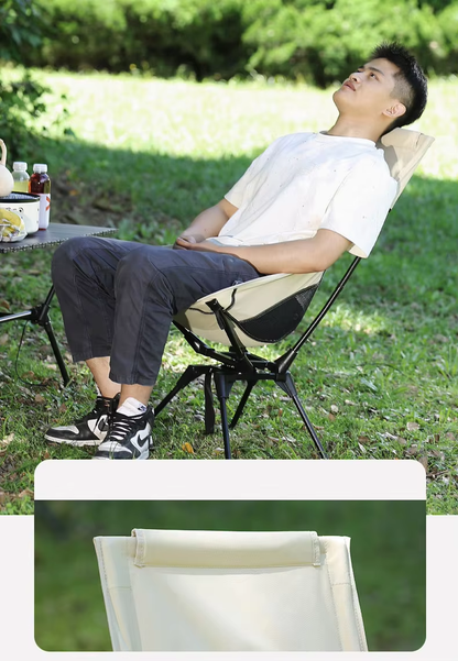 360 °   Swivel High-back Chair Portable Folding Camping Chair Outdoor Picnic Fishing Rotating Chair with Headrest